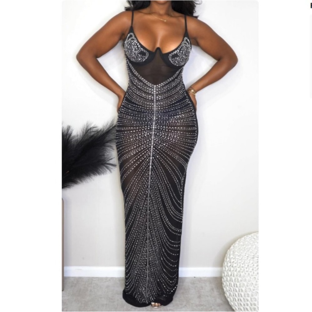Elegant Black and Silver Women's Dress